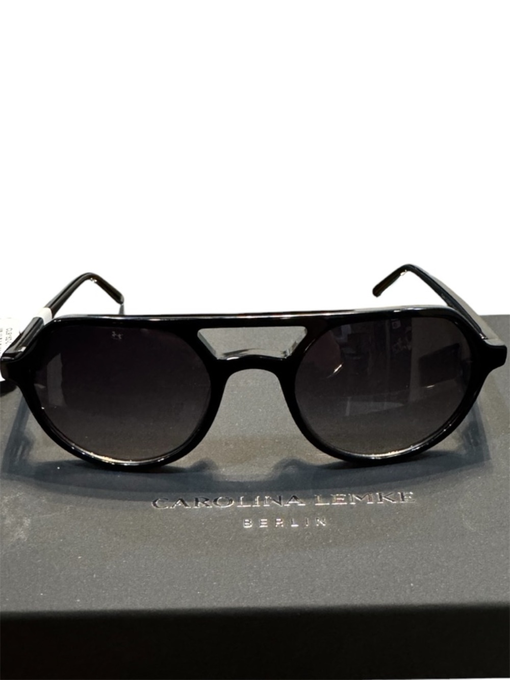 Carolina Lemke Berlin Black Round Aviator Sunglasses
